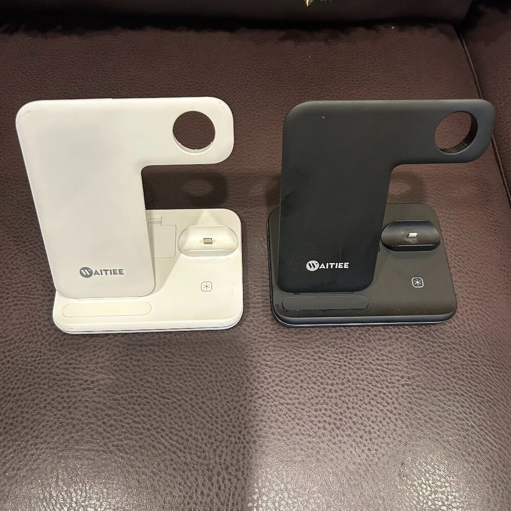 2 Waitiee 3 in 1 charging stations for iphone, Apple Watch, and Airpods